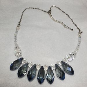 Smokey Blue Teardrop Necklace